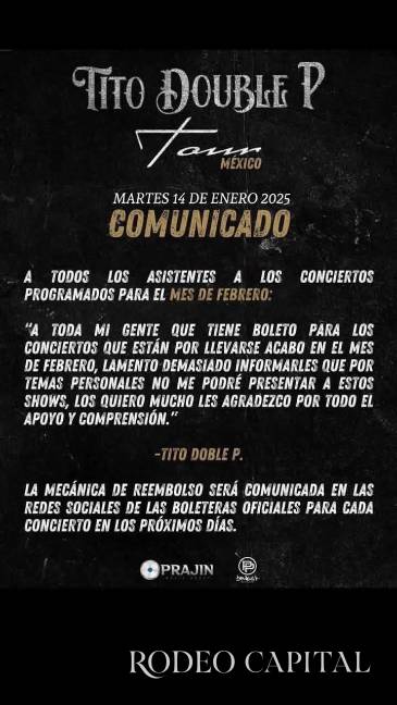 $!Cancela Tito Double P conciertos en Saltillo y Monclova ¿Por qué canceló?