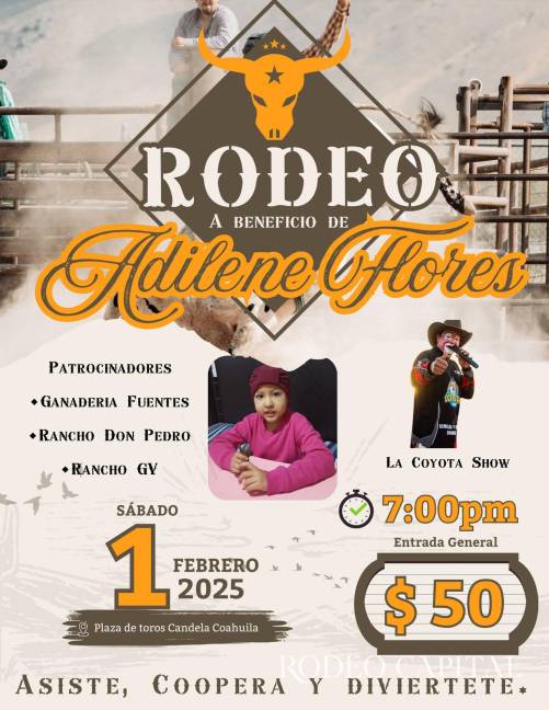 $!Organizan rodeo benéfico para Adilene Flores, una pequeña que lucha contra el cáncer en Candela, Coahuila