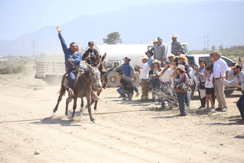 $!Los ánimos sobre el circuito corrieron a cargo de los asistentes que se dieron cita en el estacionamiento del Brío Country Fest para ver la batalla de mulas.