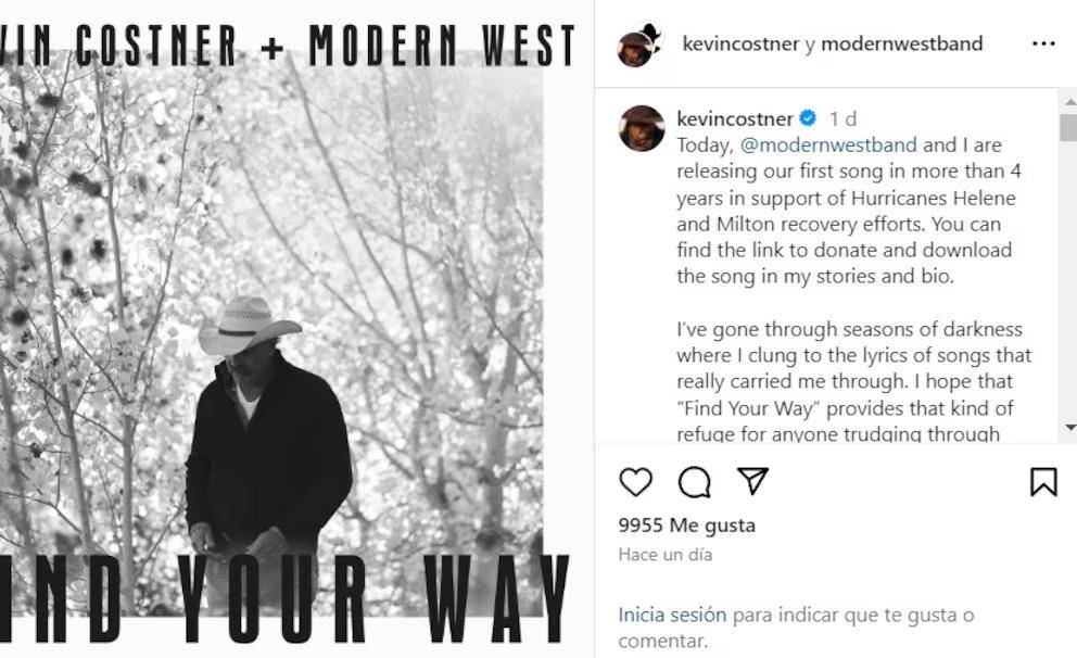 $!Kevin Costner lanza junto a su banda Modern West un tema a beneficio de los afectados por el huracán Milton